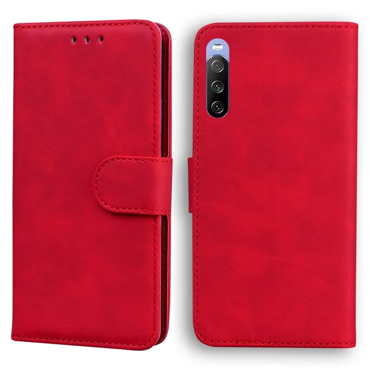 Flip Phone Cover Quality le Cuir Protective Phone Caxe Shell Avec Support et Portefeuille Pour Sony Xperia 10 III 5G / Xperia 10 III Lite - Rouge