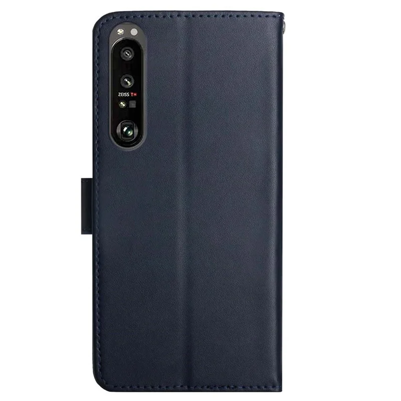 Smooth Touch Flip Phone Protector Genuine Leather Nappa Texture Multifunction Wallet Stand Good Protective Phone Case for Sony Xperia 5 III 5G - Blue