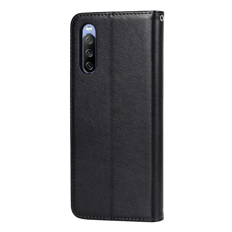 R61 Textura Ceta de Costura Talada PU Cuero PU Cuero Anti-scratch Billet Billet Shell Con Correa Para Sony Xperia 10 III 5g/xperia 10 III Lite - Negro