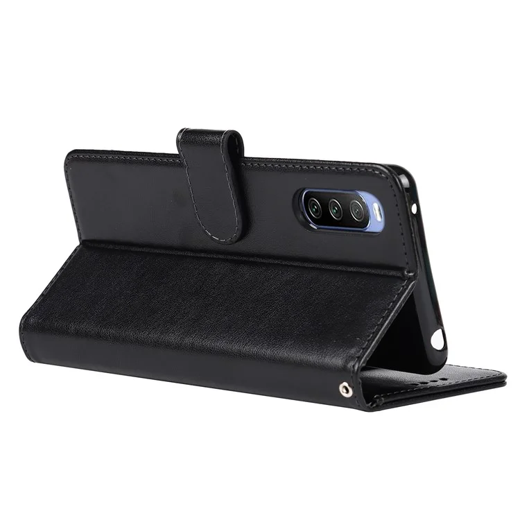 R61 Textura Ceta de Costura Talada PU Cuero PU Cuero Anti-scratch Billet Billet Shell Con Correa Para Sony Xperia 10 III 5g/xperia 10 III Lite - Negro