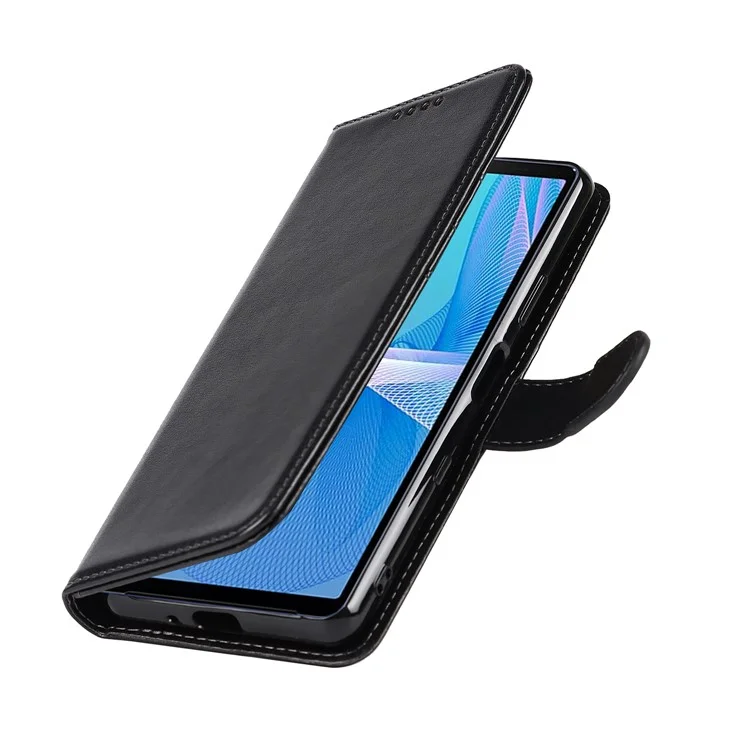 R61 Textura Ceta de Costura Talada PU Cuero PU Cuero Anti-scratch Billet Billet Shell Con Correa Para Sony Xperia 10 III 5g/xperia 10 III Lite - Negro