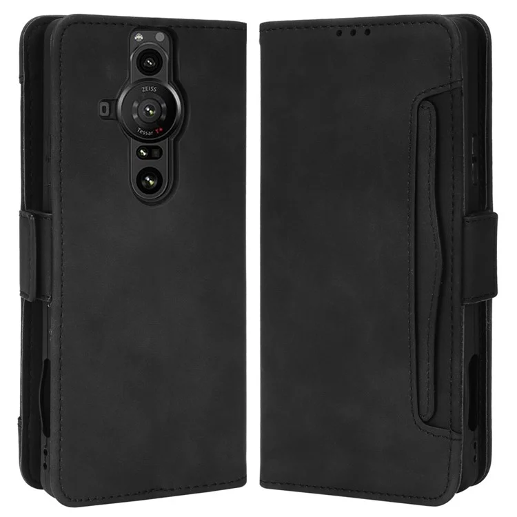 Para Sony Xperia Pro-I Funda Protectora Antigolpes con Cierre Magnético Diseño de Cartera con Múltiples Ranuras para Tarjetas Funda de Teléfono Tipo Cartera de Cuero PU - Negro