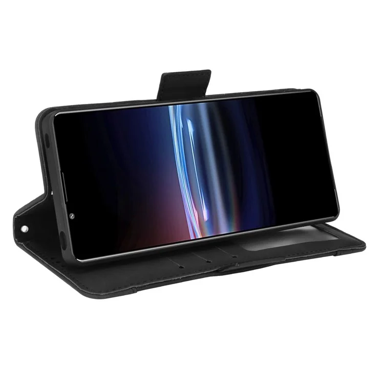 Para Sony Xperia Pro-I Funda Protectora Antigolpes con Cierre Magnético Diseño de Cartera con Múltiples Ranuras para Tarjetas Funda de Teléfono Tipo Cartera de Cuero PU - Negro