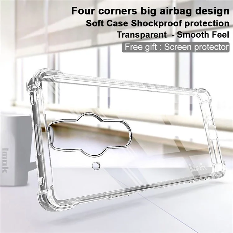 Funda de teléfono IMAK Four-Corner Airbag a prueba de golpes y transparente de TPU suave para Sony Xperia Pro-I - Transparente