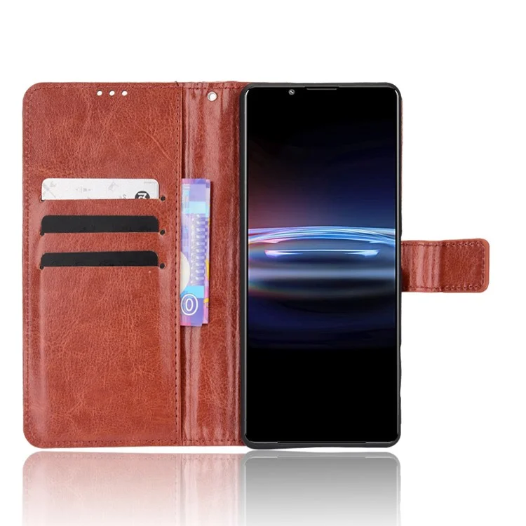 Crazy Horse Texture Case Anti-drop PU Leather Willet Cubierta de Protección Completa Con Correa Para Sony Xperia Pro-I - Marrón