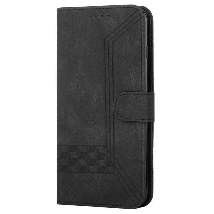 Yx0010 Linee Rombo Che Impronta la Copertina Della Custodia Per la Pelle Della Pelle Con Slot di Carte e Tasca in Contanti Per Sony Xperia 1 III 5G - Nero