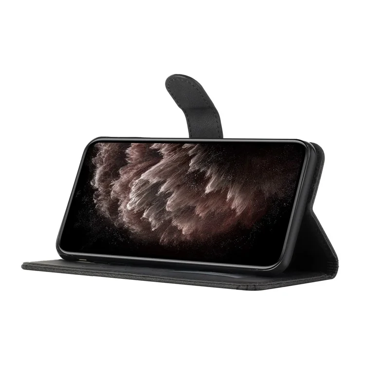 Yx0010 Linee Rombo Che Impronta la Copertina Della Custodia Per la Pelle Della Pelle Con Slot di Carte e Tasca in Contanti Per Sony Xperia 1 III 5G - Nero