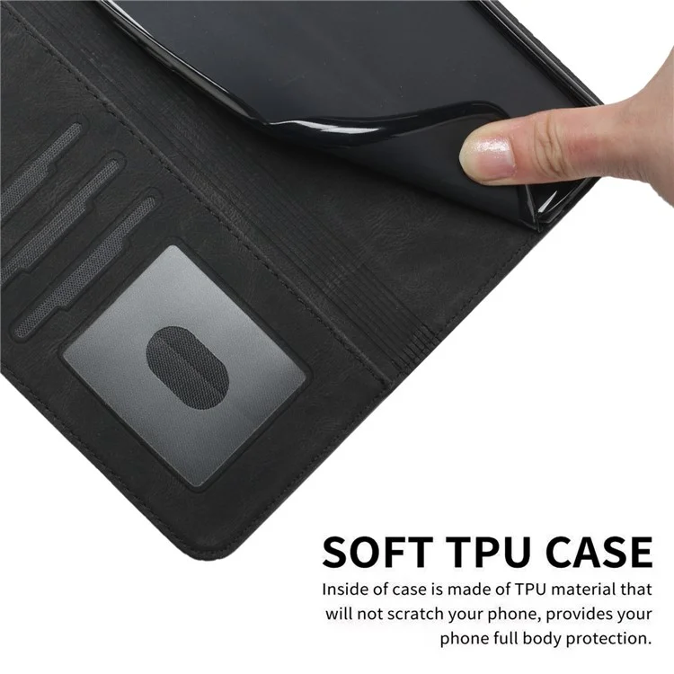 Yx0010 Linee Rombo Che Impronta la Copertina Della Custodia Per la Pelle Della Pelle Con Slot di Carte e Tasca in Contanti Per Sony Xperia 1 III 5G - Nero