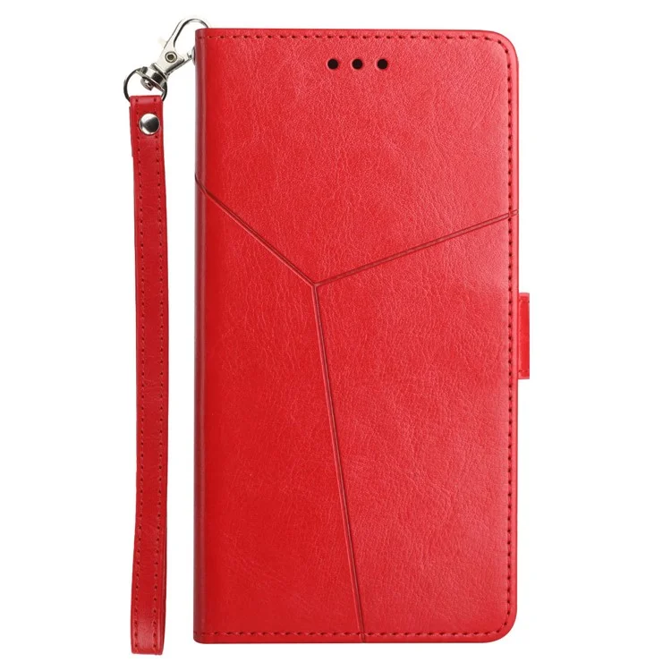 Para Sony Xperia Pro-I i Imprimido Líneas de Rasguño en Forma de s de Cuero Magnetic PU Cuero Flip Cover de la Billetera Con Correa - Rojo