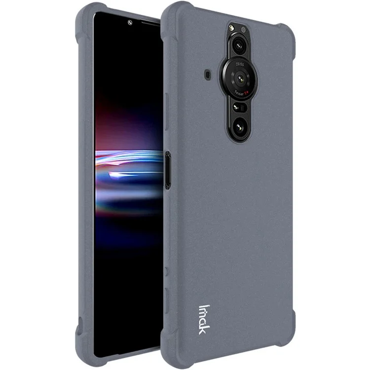 IMAK Funda protectora de TPU mate con amortiguación en las cuatro esquinas y protector de pantalla para Sony Xperia Pro-I - Gris mate
