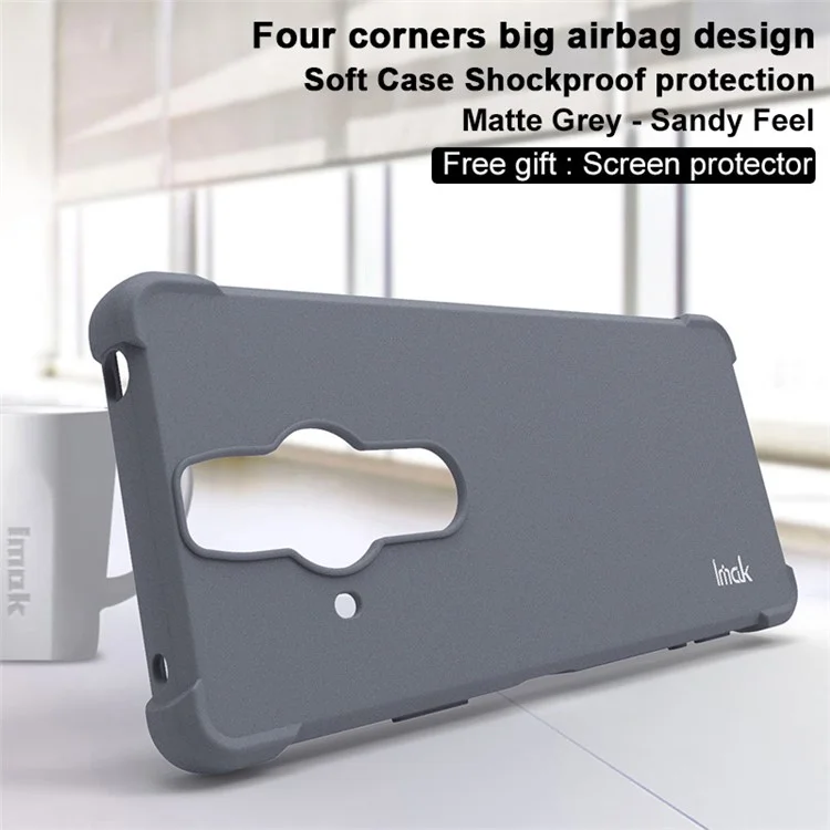 IMAK Funda protectora de TPU mate con amortiguación en las cuatro esquinas y protector de pantalla para Sony Xperia Pro-I - Gris mate