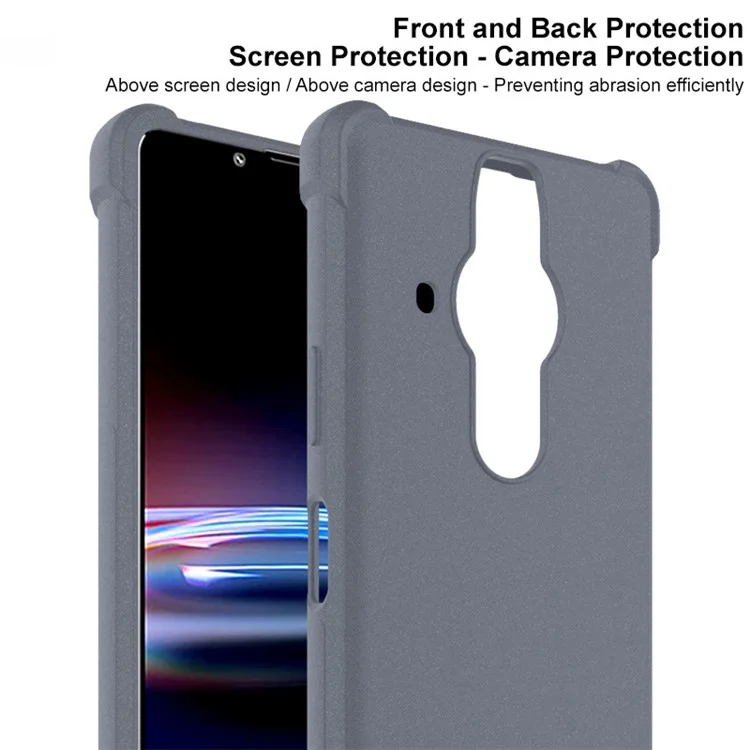 IMAK Funda protectora de TPU con amortiguadores en las cuatro esquinas y superficie mate para Sony Xperia Pro-I, con protector de pantalla - Negro mate