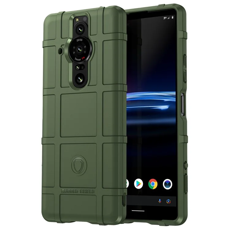 Diseño de Rejilla Cuadrada Resistente Funda Protectora de TPU Suave Resistente a Arañazos y Antideslizante para Sony Xperia Pro-I - Verde