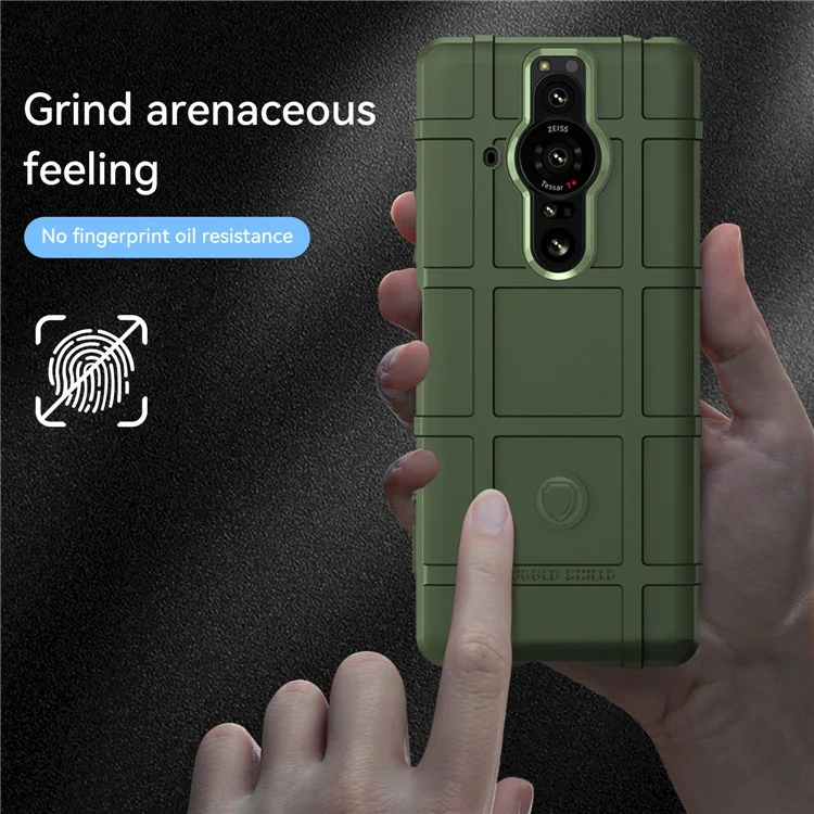 Diseño de Rejilla Cuadrada Resistente Funda Protectora de TPU Suave Resistente a Arañazos y Antideslizante para Sony Xperia Pro-I - Verde