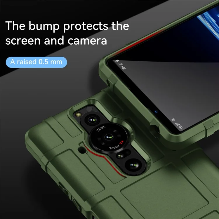 Diseño de Rejilla Cuadrada Resistente Funda Protectora de TPU Suave Resistente a Arañazos y Antideslizante para Sony Xperia Pro-I - Verde