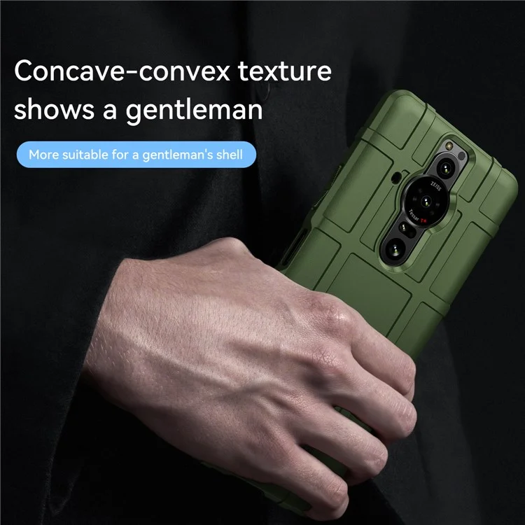 Diseño de Rejilla Cuadrada Resistente Funda Protectora de TPU Suave Resistente a Arañazos y Antideslizante para Sony Xperia Pro-I - Verde