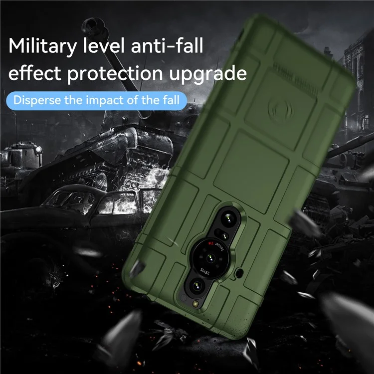 Diseño de Rejilla Cuadrada Resistente Funda Protectora de TPU Suave Resistente a Arañazos y Antideslizante para Sony Xperia Pro-I - Verde