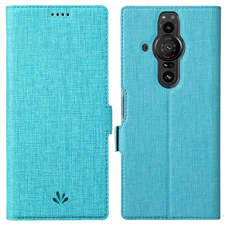Casa de Portada de Teléfono de Doble Billetera de la Billetera de la Serie Vili K Con Soporte Plegable Para Sony Xperia Pro-I - Azul