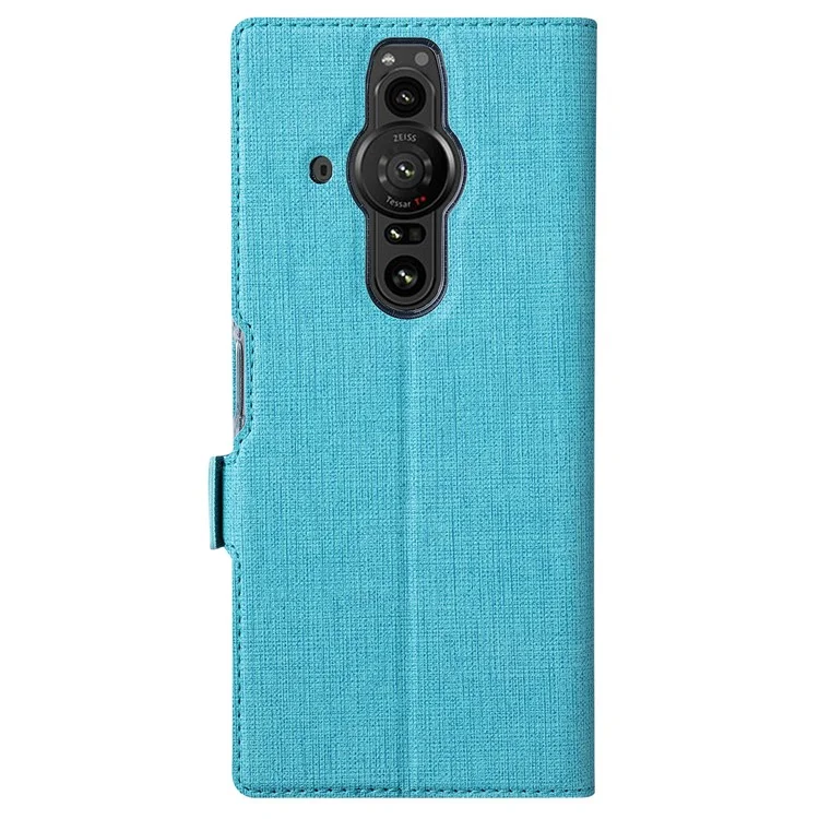 Casa de Portada de Teléfono de Doble Billetera de la Billetera de la Serie Vili K Con Soporte Plegable Para Sony Xperia Pro-I - Azul