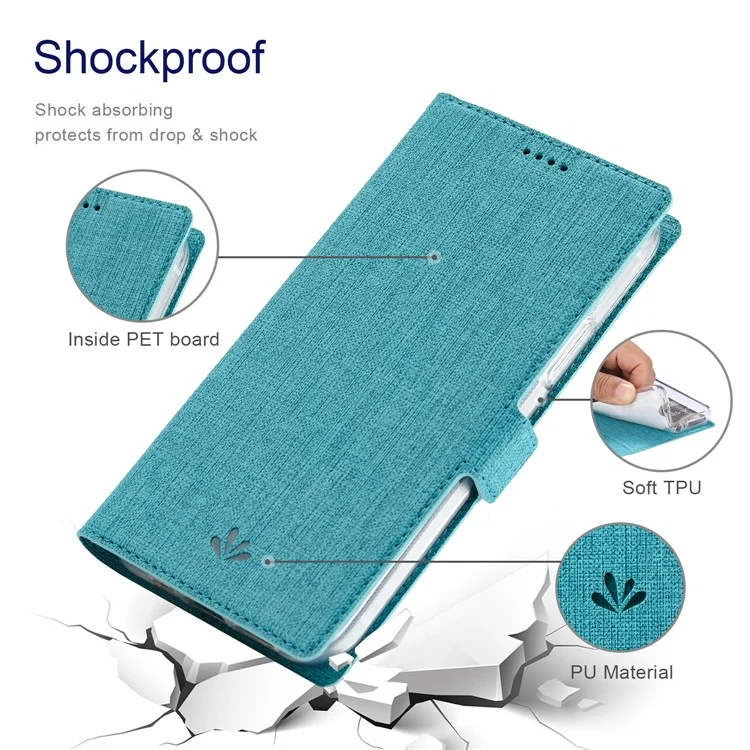 Casa de Portada de Teléfono de Doble Billetera de la Billetera de la Serie Vili K Con Soporte Plegable Para Sony Xperia Pro-I - Azul