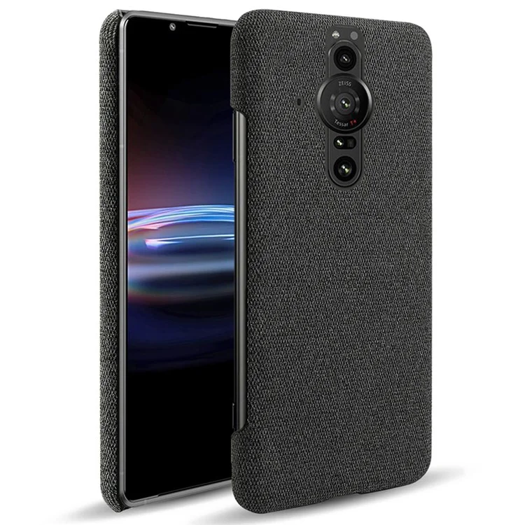 Funda de teléfono protectora de PC duro con revestimiento textil antiarañazos para Sony Xperia Pro-I - Negro