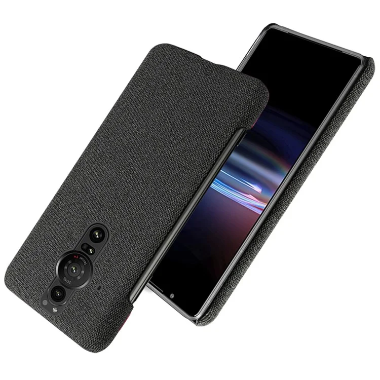 Funda de teléfono protectora de PC duro con revestimiento textil antiarañazos para Sony Xperia Pro-I - Negro