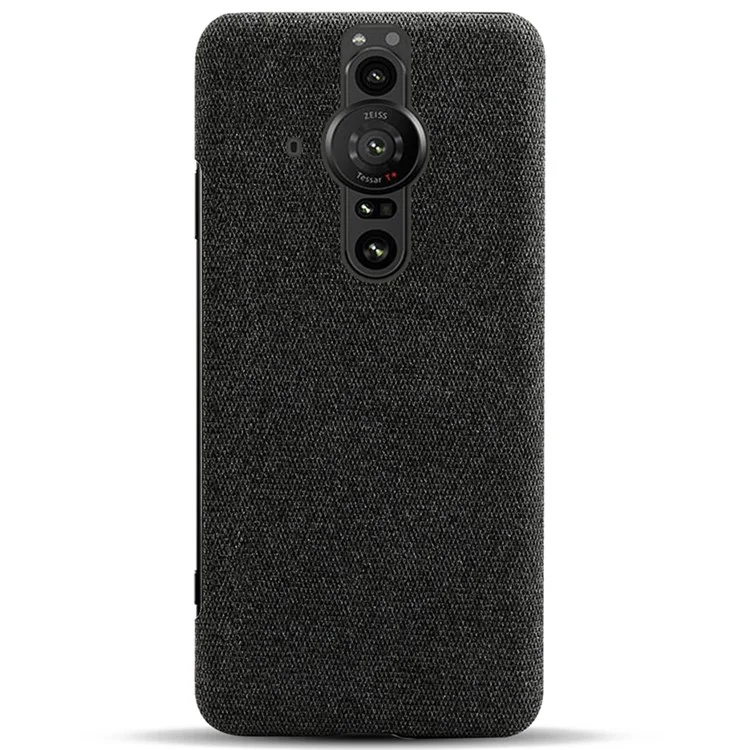 Funda de teléfono protectora de PC duro con revestimiento textil antiarañazos para Sony Xperia Pro-I - Negro