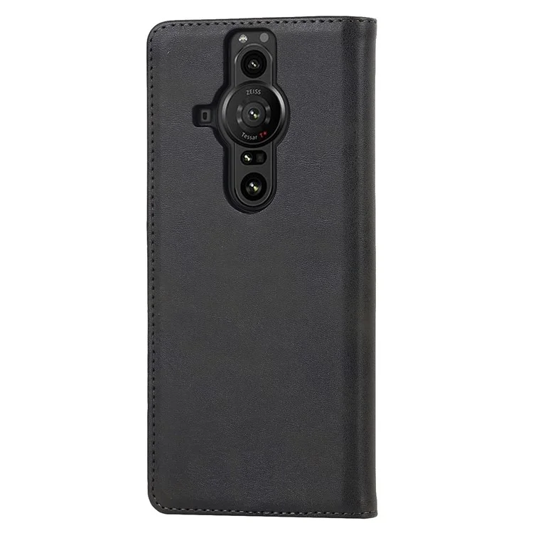 Para Sony Xperia Pro-I Auto-absorbido TPU+PU Teléfono de Cuero Tapa Protectora Función de Soporte Función Teléfono - Negro
