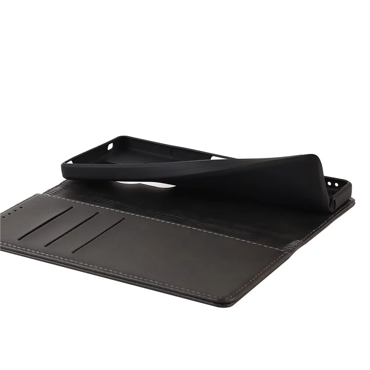 Para Sony Xperia Pro-I Auto-absorbido TPU+PU Teléfono de Cuero Tapa Protectora Función de Soporte Función Teléfono - Negro