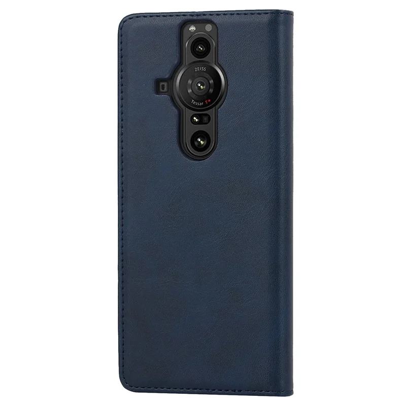 Voor Sony Xperia Pro-I Auto-aangetrokken TPU+PU Leren Telefoonbeschermer Portemonnee Standfunctie Telefoonhoesje - Donkerblauw
