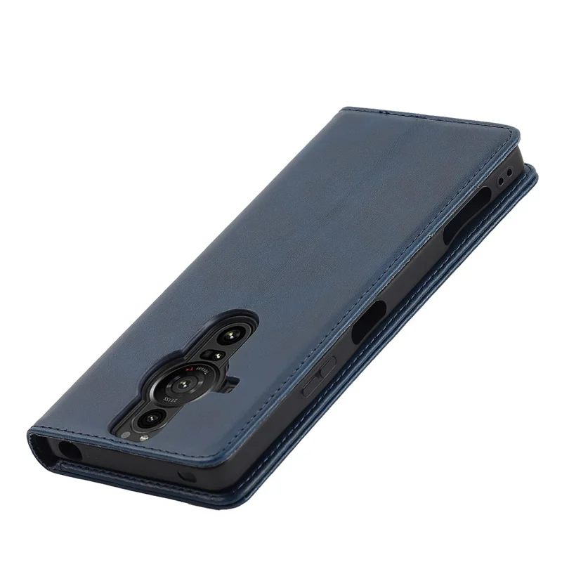 Voor Sony Xperia Pro-I Auto-aangetrokken TPU+PU Leren Telefoonbeschermer Portemonnee Standfunctie Telefoonhoesje - Donkerblauw