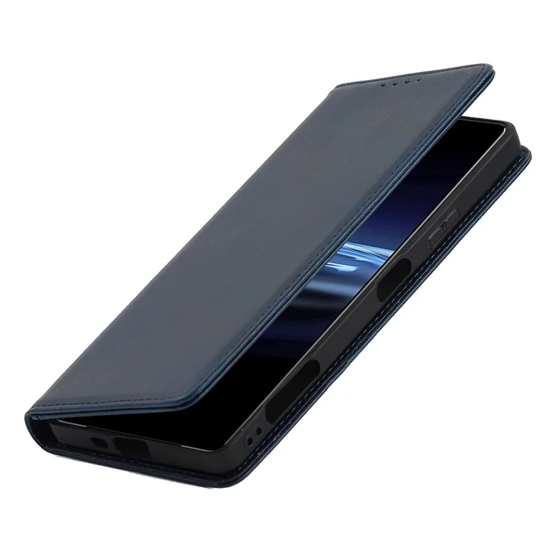 Voor Sony Xperia Pro-I Auto-aangetrokken TPU+PU Leren Telefoonbeschermer Portemonnee Standfunctie Telefoonhoesje - Donkerblauw
