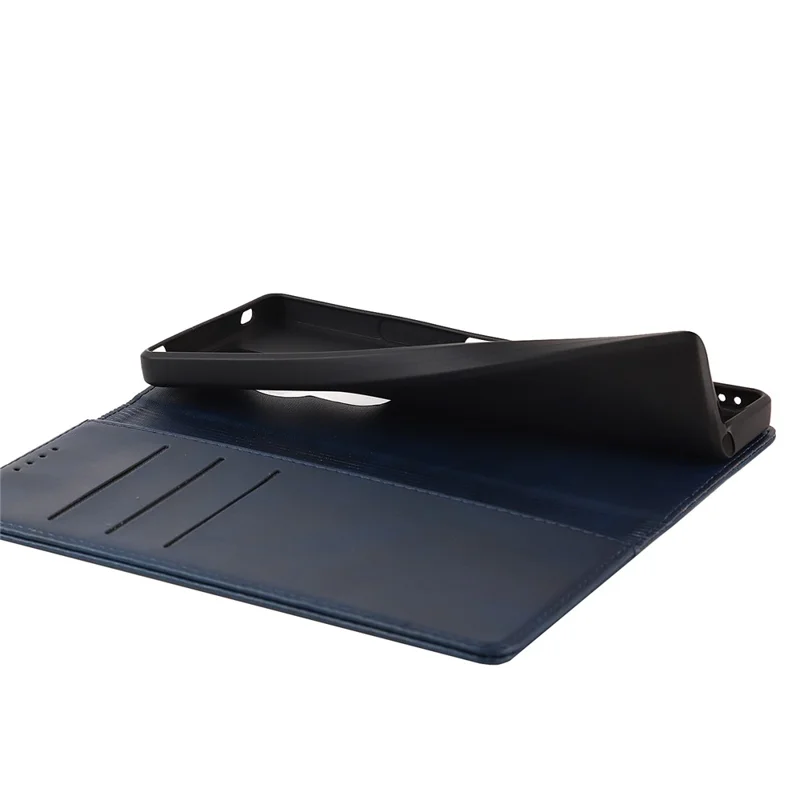 Voor Sony Xperia Pro-I Auto-aangetrokken TPU+PU Leren Telefoonbeschermer Portemonnee Standfunctie Telefoonhoesje - Donkerblauw