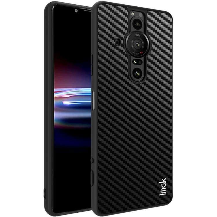 IMAK LX-5 Series PU Leather Coated PC + TPU Anti-fall Phone Case Shell with Screen Protector for Sony Xperia Pro-I - Carbon Fiber Texture