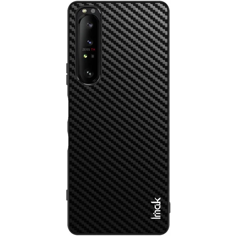 IMAK Serie LX-5 Custodia Ibrida Protettiva in PC Rigido Rivestito in Pelle PU + TPU Morbido per Sony Xperia 1 III 5G - Texture in Fibra di Carbonio 