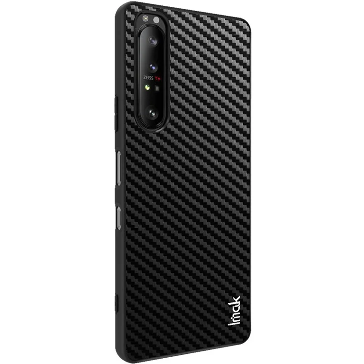 IMAK Serie LX-5 Custodia Ibrida Protettiva in PC Rigido Rivestito in Pelle PU + TPU Morbido per Sony Xperia 1 III 5G - Texture in Fibra di Carbonio 