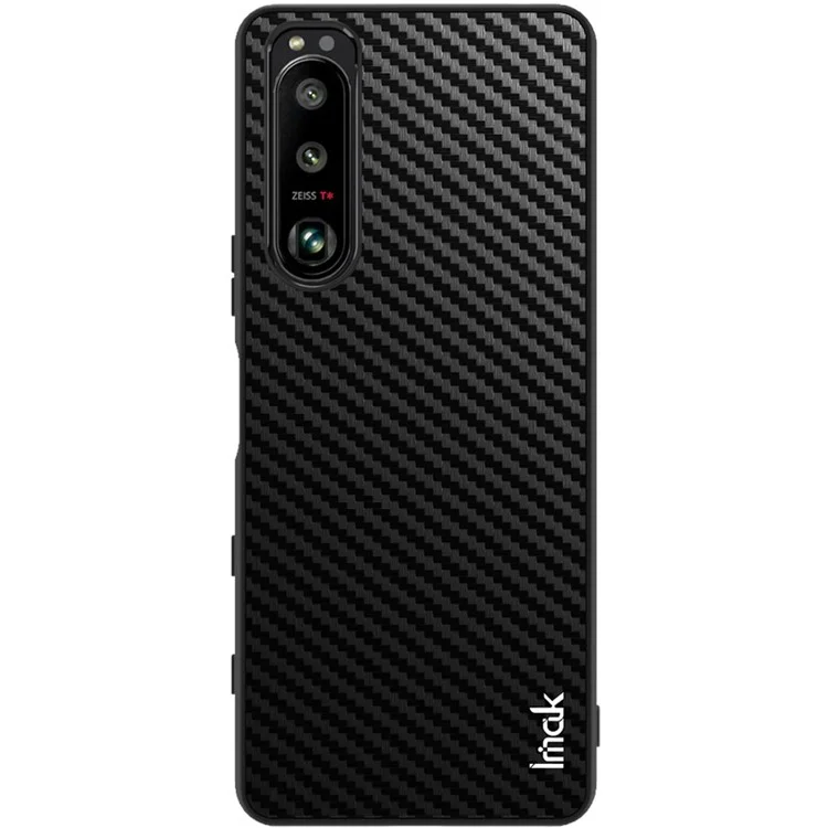 IMAK LX-5 Série Resistente a Riscos Capa de Telefone Revestida de Couro PU PC + TPU para Sony Xperia 5 III 5G - Textura de Fibra de Carbono