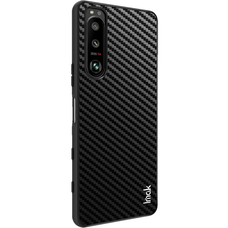 IMAK LX-5 Série Resistente a Riscos Capa de Telefone Revestida de Couro PU PC + TPU para Sony Xperia 5 III 5G - Textura de Fibra de Carbono