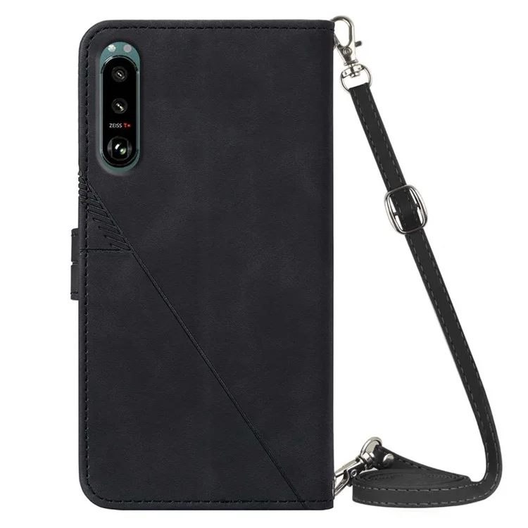 Serie PB2-1 Custodia in pelle PU a prova di caduta per telefono con tracolla magnetica per Sony Xperia 5 III 5G - Nero 