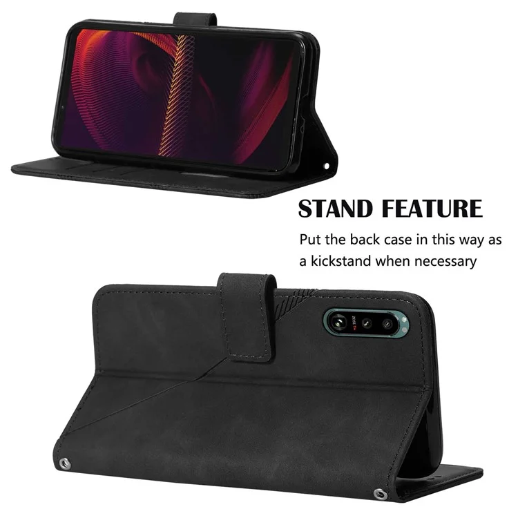 Serie PB2-1 Custodia in pelle PU a prova di caduta per telefono con tracolla magnetica per Sony Xperia 5 III 5G - Nero 