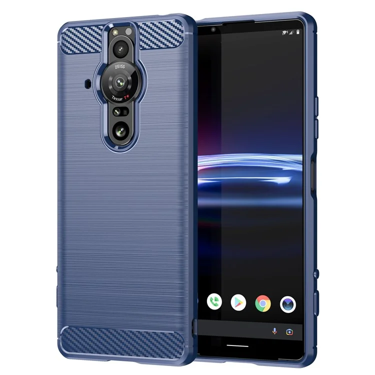 Funda protectora de fibra de carbono cepillada flexible de 1,8 mm TPU antiarañazos para Sony Xperia Pro-I - Azul