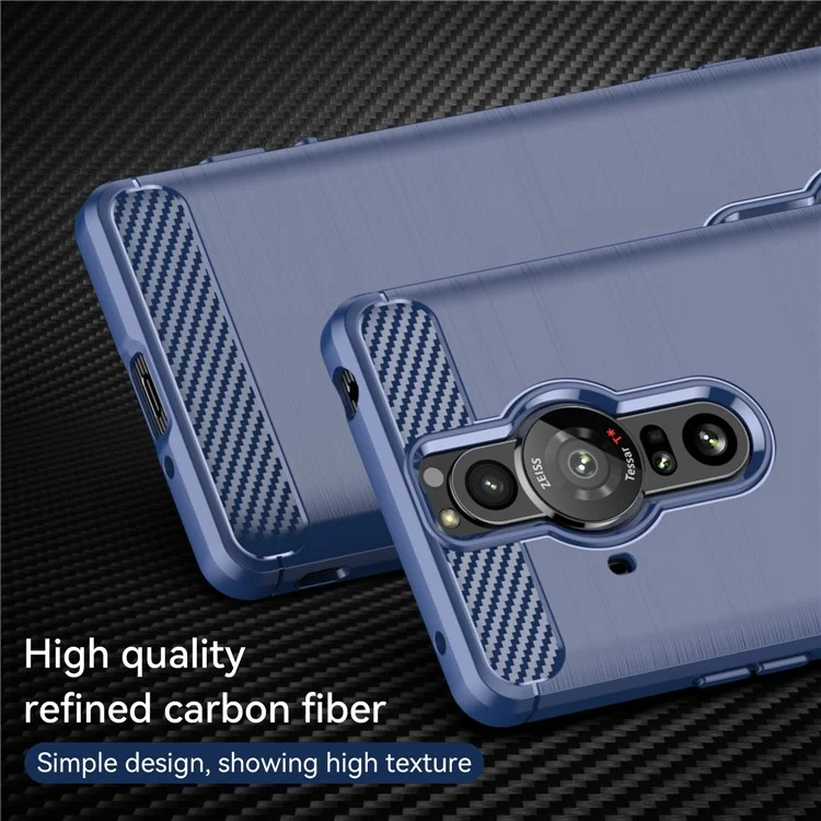 Funda protectora de fibra de carbono cepillada flexible de 1,8 mm TPU antiarañazos para Sony Xperia Pro-I - Azul