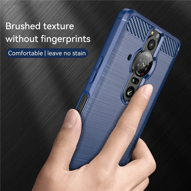 Funda protectora de fibra de carbono cepillada flexible de 1,8 mm TPU antiarañazos para Sony Xperia Pro-I - Azul