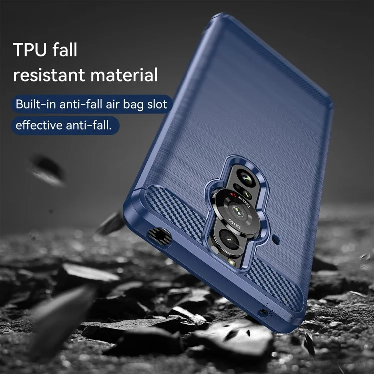 Funda protectora de fibra de carbono cepillada flexible de 1,8 mm TPU antiarañazos para Sony Xperia Pro-I - Azul