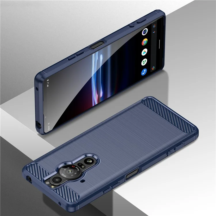 Funda protectora de fibra de carbono cepillada flexible de 1,8 mm TPU antiarañazos para Sony Xperia Pro-I - Azul