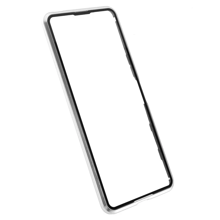 Moldura de Metal + Vidro Temperado + PC Capa de Fechamento Magnético Para Sony Xperia 5 III 5G - Prata