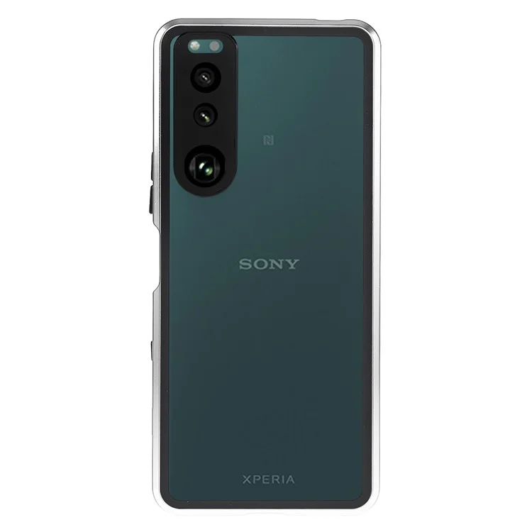 Moldura de Metal + Vidro Temperado + PC Capa de Fechamento Magnético Para Sony Xperia 5 III 5G - Prata