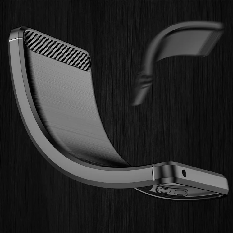 Custodia in TPU da 1,8 mm con texture in fibra di carbonio, lavorazione fine, superficie spazzolata, cover pieghevole per Sony Xperia 1 III 5G - Nero
