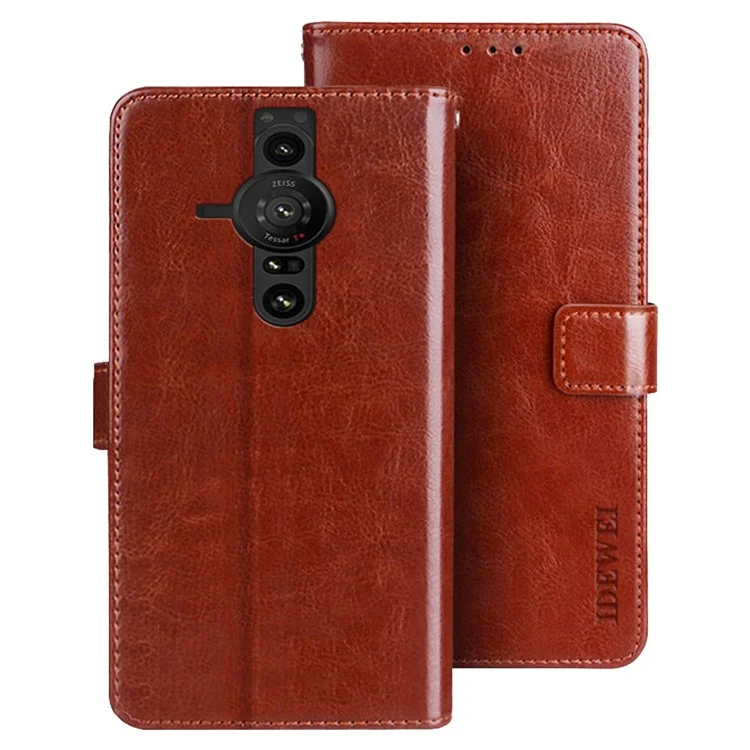 IDEWEI For Sony Xperia Pro-I Crazy Horse Texture PU Leather Case Stand Wallet Phone Cover - Brown