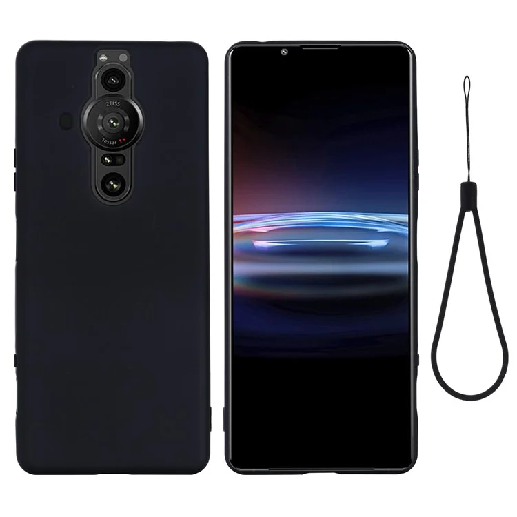 Para Sony Xperia Pro-I Funda de teléfono a prueba de golpes con forro de microfibra suave y silicona líquida - Negro